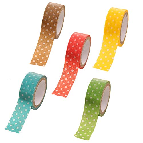 N-K Gepunktetes Klebeband Washi Tape Dekoband Gemustertes Klebeband DIY Supplies 5 farbig Sortiert 4x150cm Praktisches Design und langlebig von N-K