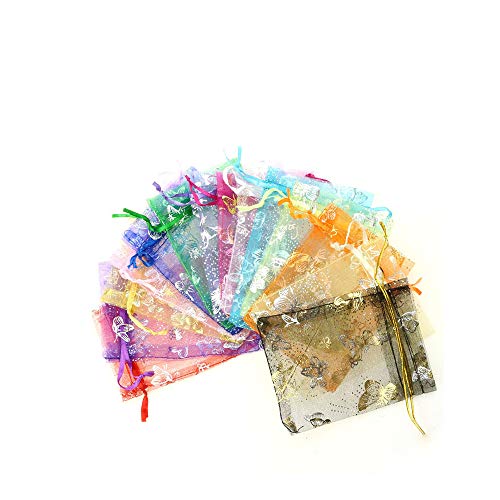 N-K Organza-Pouches für Hochzeiten, Partygeschenke, Kordelzug, 9 x 7 cm, 25 Stück, gemischte Farben von N-K