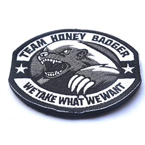 Team Honey Badger Patch Eisen annähen gestickte Abzeichen grau sehr praktisch und beliebt von N-K