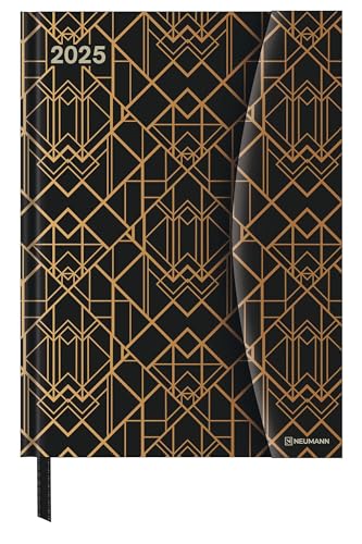 N NEUMANNVERLAGE - Art Deco 2025 Diary, 16x22cm, Taschenkalender mit Magnetverschluss und Lesebändchen, Tasche für Visitenkarte, Jahres- und ... internationales Kalendarium: Magneto Diary von N NEUMANNVERLAGE