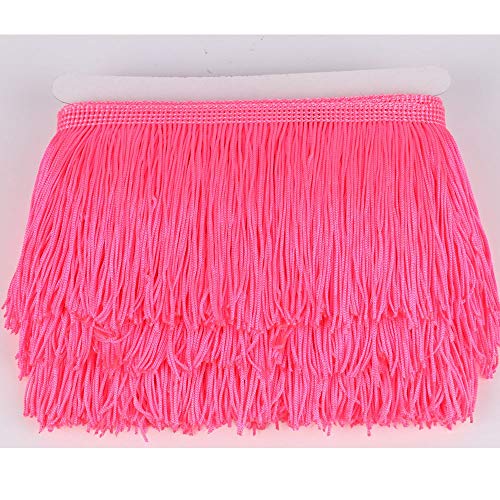 Fransenborte aus Polyerter-Faser, Quaste, 10.2 cm breit, 9 m lang, für Kleidungsaccessoires und lateinische Hochzeitskleider und Lampenschirme, Dekoration, Pink (fluoreszierender Pfirsich, 10.2 cm) von N-brand