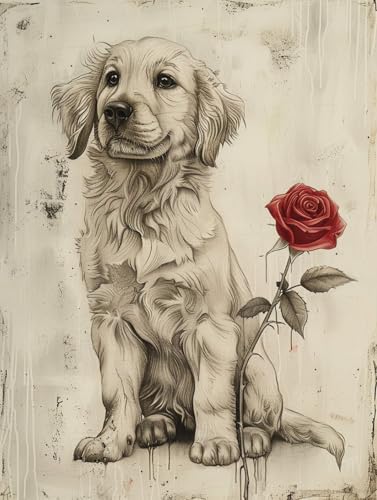 Diy Knüpfteppich Knüpfpackungen Mit Golden Retriever-Tiermotiv Für Erwachsene,Knüpfpackung Mit Hund Und Rosen,Knüpfpackung Zum Selbermachen Für Teppiche,Heimteppiche,Bastelpackungen Au 39x55in Diy Knüpfteppich Knüpfpackungen Mit Golden Retriever-Tiermotiv Für Erwachsene,Knüpfpackung Mit Hund Und Rosen,Knüpfpackung Zum Selbermachen Für Teppiche,Heimteppiche,Bastelpackungen Au 39x55in von N.LANSHAN