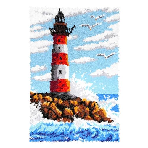 Diy Teppich Knüpfen Set Knüpfhakenset Mit Leuchtturm Auf See,Meereswellen-Landschaft,Knüpfhaken-Teppichset Für Erwachsene,Teppich-Verschlusshaken-Knüpfset Mit Vordruck,Diy 3D-Bastelges 39x55in Diy Teppich Knüpfen Set Knüpfhakenset Mit Leuchtturm Auf See,Meereswellen-Landschaft,Knüpfhaken-Teppichset Für Erwachsene,Teppich-Verschlusshaken-Knüpfset Mit Vordruck,Diy 3D-Bastelges 39x55in von N.LANSHAN