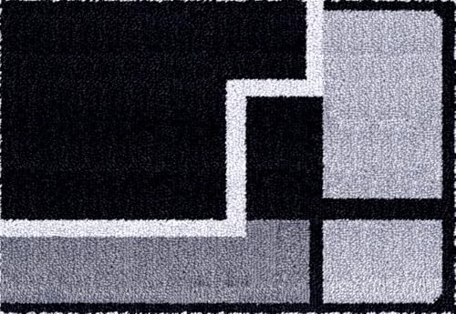 Diy-Teppich Knüpfstern Graues Und Schwarzes Knüpfhaken-Teppich-Set，Geometrische Muster，Diy-Knüpfhaken-Teppich，Heimteppich-Teppich-Herstellungs-Canvas-Kits，Knüpfhaken-Kits Für Anfänger 31x45in von N.LANSHAN