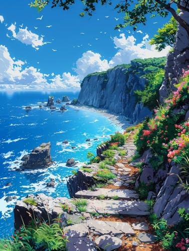 Kreuzstich-Set, 11 Karat, Gestempelt Klippen Am Meer, Blaues Meer Einfache Muster, Stickerei, Kreuzstich-Zubehör Diy Stickbilder Vorgedruckt Kreuzstich Für Anfänger Home Decor Stickerei Se 80x100cm Kreuzstich-Set, 11 Karat, Gestempelt Klippen Am Meer, Blaues Meer Einfache Muster, Stickerei, Kreuzstich-Zubehör Diy Stickbilder Vorgedruckt Kreuzstich Für Anfänger Home Decor Stickerei Se 80x100cm von N.LANSHAN