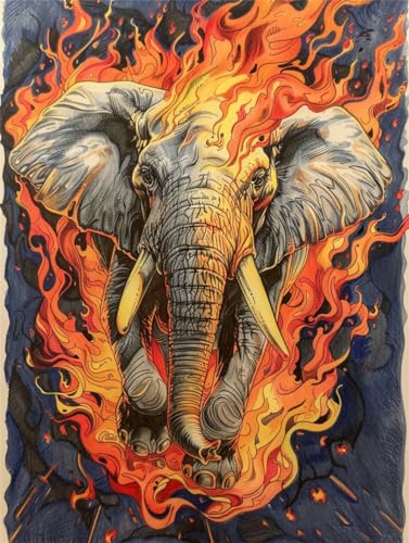 Kreuzstich-Set Zum Selbermachen 11 Ct Fantasie Elefant, Tier Von Vorgedruckten Stick-Starter-Sets Für Anfänger, Diy Stickbilder Vorgedruckt Kreuzstich Für Anfänger Home Decor Stickerei Se 30x40cm von N.LANSHAN