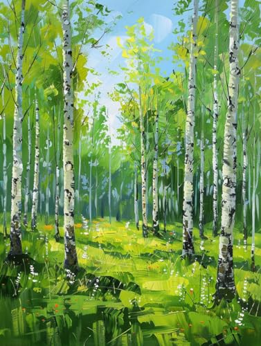 Kreuzstich-Set Zum Selbermachen Wald-Ölgemälde, Frühlingslandschaft Komplettes Sortiment An Vorgedruckten Startersets Für Anfänger Diy Stickbilder Vorgedruckt Kreuzstich Für Anfänger Home 40x50cm von N.LANSHAN