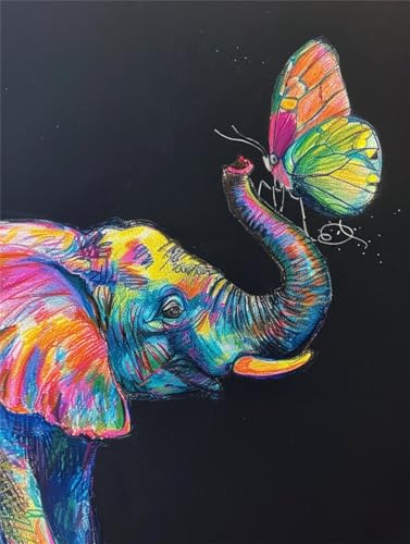 Kreuzstich Stickpackungen Vorgedruckt Fantasie Elefant, Tier Vorlagen Sticken Set Vorgedruckt 11Ct 3 Stränge Diy Stickbilder Vorgedruckt Kreuzstich Für Anfänger Home Decor Stickerei Set Vo 30x40cm von N.LANSHAN