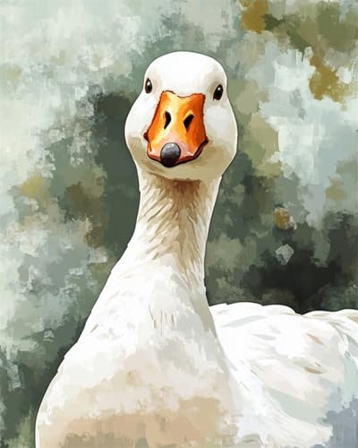 N.LANSHAN 11CT Diy Sticken Set Erwachsene Weiße Gans Tierporträt Vorgedruckt Kreuzstich Stickpackungen Stickbild Stickset Sticken Set Für Erwachsene 40x50cm von N.LANSHAN