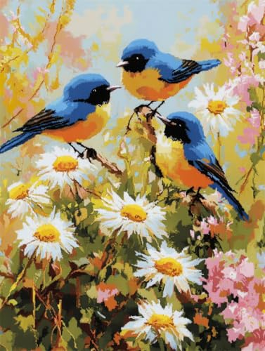 N.LANSHAN DIY Knüpfen Set Teppich Cartoon-Vogeltiere Und Blumen Diy-Teppich-Set，Kreuzstich-Sets，Handarbeit Für Anfänger，Heimdekoration 100x140cm von N.LANSHAN