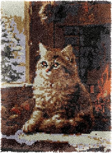 N.LANSHAN DIY Knüpfen Set Teppich Fantasie-Katzentier Diy-Knüpfset Für Teppiche，Häkelset Für Anfänger，Teppichset Mit Bedruckter Leinwand，Geschenk 90x120cm von N.LANSHAN