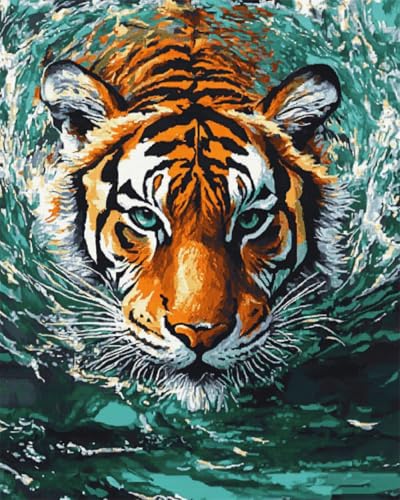 N.LANSHAN DIY Knüpfen Set Teppich Fantasie-Wassertiger Diy-Knüpfteppich-Sets Für Anfänger，Unfertige Häkel- Und Stickteppiche 100x140cm von N.LANSHAN
