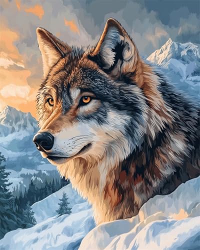 N.LANSHAN DIY Knüpfen Set Teppich Fantasy Wolf Und Landschaft Diy-Häkelsets，Stickset，Knüpfteppich-Set Für Anfänger，Handarbeit，Heimdekoration 55x75cm von N.LANSHAN