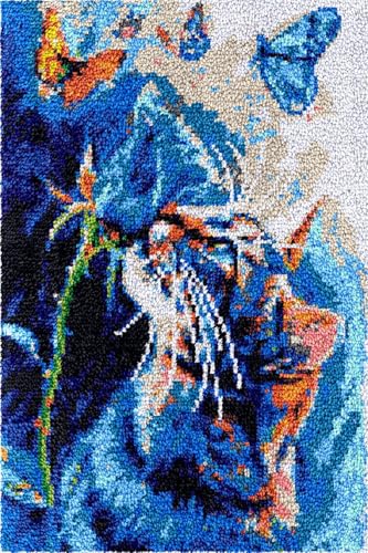 N.LANSHAN DIY Knüpfen Set Teppich Katzentiere Und Blumen Schmetterlinge Diy-Teppichbasteln Mit Farbig Bedruckter Leinwand,Häkel- Und Stickset,Heimdeko 90x120cm N.LANSHAN DIY Knüpfen Set Teppich Katzentiere Und Blumen Schmetterlinge Diy-Teppichbasteln Mit Farbig Bedruckter Leinwand,Häkel- Und Stickset,Heimdeko 90x120cm von N.LANSHAN