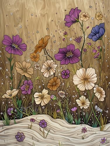 N.LANSHAN DIY Knüpfen Set Teppich Knüpfhakenset Mit Bunten Blumen，Cartoon-Blumen，Knüpfhakensets，Teppich，DIY Für Familie Und Freunde，Handarbeit，Kreuzstichset，Basteln，Geschenke 60x90cm von N.LANSHAN