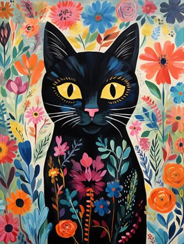 N.LANSHAN DIY Knüpfstern Set Cartoon Schwarze Katze Und Blumen Knüpfteppich-Set,Handgefertigte Teppich-Sets Mit Vordruck,DIY 3D-Bastelgeschenk 90x120cm N.LANSHAN DIY Knüpfstern Set Cartoon Schwarze Katze Und Blumen Knüpfteppich-Set,Handgefertigte Teppich-Sets Mit Vordruck,DIY 3D-Bastelgeschenk 90x120cm von N.LANSHAN