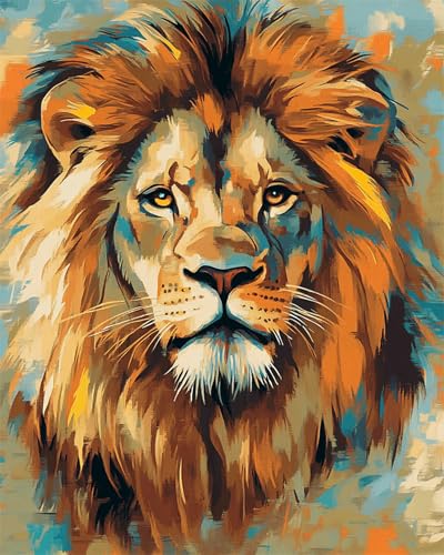 N.LANSHAN DIY Knüpfteppich Löwe Tierportrait Knüpfpackungen Für Teppiche Mit Bunten Mustern,Stick- Und Nähset 80x115cm von N.LANSHAN