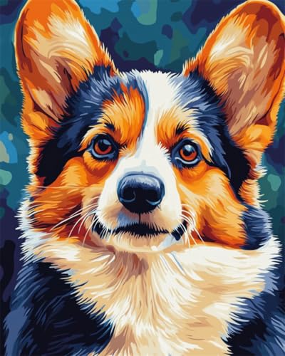 N.LANSHAN DIY Knüpfteppich Süßer Corgi Diy-Knüpfset，Handarbeit，Stickerei，Wandteppich，Teppichherstellung，Geschenk Für Heimwerker 80x115cm von N.LANSHAN