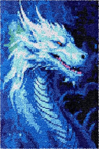 N.LANSHAN DIY Knüpfteppich Zum Selber Knüpfen Fantasie-Drachentier Teppich-Sets Für Anfänger: Wandteppich-Set，Stickerei，Fußmatten，Fußmatte，Geschenk 60x90cm von N.LANSHAN