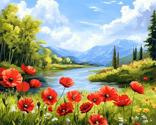 N.LANSHAN DIY Knüpfteppich Zum Selber Knüpfen Rote Blumenlandschaft Am Fluss Knüpfpackungen Für Teppiche Zum Selbermachen Für Familie Und Freunde,Handarbeit,Kreuzstich,Bastelset,Geschenk 60x90cm N.LANSHAN DIY Knüpfteppich Zum Selber Knüpfen Rote Blumenlandschaft Am Fluss Knüpfpackungen Für Teppiche Zum Selbermachen Für Familie Und Freunde,Handarbeit,Kreuzstich,Bastelset,Geschenk 60x90cm von N.LANSHAN