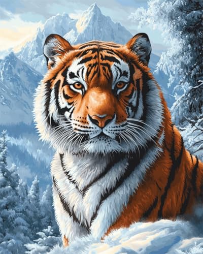 N.LANSHAN DIY Teppich DIY Set Fantasietiger Und Landschaft Diy-Knüpfteppich-Set，Teppichherstellungssets，Kreuzstich-Stickerei-Sets，Handarbeiten 55x75cm von N.LANSHAN