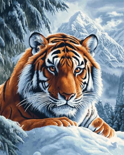 N.LANSHAN DIY Teppich Knüpfen Set Fantasietiger Und Landschaft Diy-Teppich-Set，Kreuzstich-Sets，Handarbeit Für Anfänger，Heimdekoration 100x140cm von N.LANSHAN