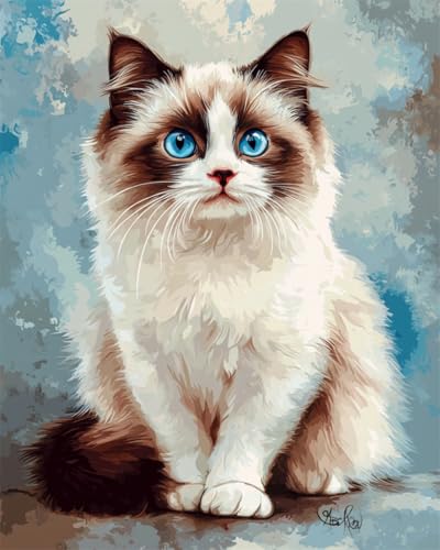 N.LANSHAN DIY Teppich Knüpfen Set Katzen-Tierportrait Knüpfteppich-Sets Für Anfänger，Diy-Handarbeit，Häkelteppich-Set，Heimdekoration 100x140cm von N.LANSHAN