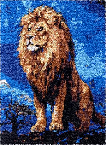 N.LANSHAN DIY Teppich Knüpfen Set Löwe Tier Diy-Knüpfteppich-Sets Für Anfänger，Unfertige Häkel- Und Stickteppiche 100x140cm von N.LANSHAN