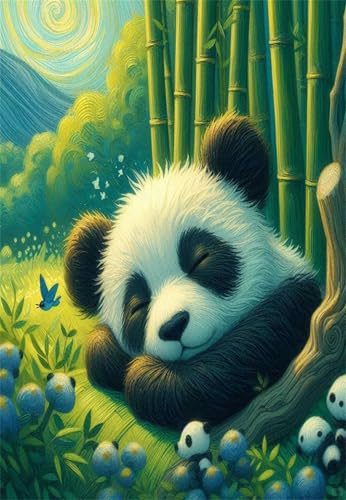 N.LANSHAN DIY Teppich Knüpfen Set Panda-Tier Knüpfteppich-Set Für Erwachsene Und Kinder，Kreuzstich-Sets，Teppich，Wandteppich，Handarbeit 80x115cm von N.LANSHAN
