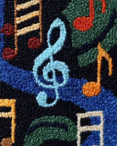 N.LANSHAN Diy Knüpfteppich Bunte Musiksymbole Knüpfset Für Teppiche，Diy-Bastelset，Wandteppich，Kissen，Vorgedruckte Muster 55x75cm von N.LANSHAN