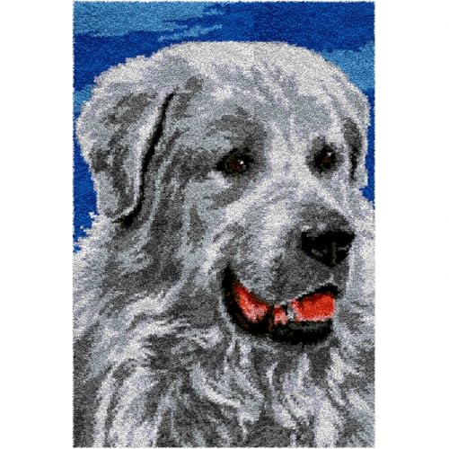 N.LANSHAN Diy Knüpfteppich Knüpfpackungen Für Kissen Mit Hundeporträt，Cartoon-Tiere，Knüpfpackungen Zum Selbermachen Von Teppichen Mit Aufgedrucktem Buntem Muster，Stickpackung，Nähpackung 31x45in von N.LANSHAN