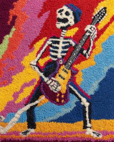 N.LANSHAN Diy Knüpfteppich Skelettmann Und Gitarre Diy-Teppichbasteln Mit Farbig Bedruckter Leinwand,Häkel- Und Stickset,Heimdeko 90x120cm N.LANSHAN Diy Knüpfteppich Skelettmann Und Gitarre Diy-Teppichbasteln Mit Farbig Bedruckter Leinwand,Häkel- Und Stickset,Heimdeko 90x120cm von N.LANSHAN