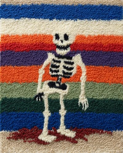 N.LANSHAN Diy Knüpfteppich Zum Selber Knüpfen Cartoon-Skelett Knüpfteppich-Set Für Anfänger，Stickset，3D-Bastelsets，Dekoration 60x90cm von N.LANSHAN