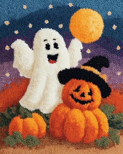 N.LANSHAN Diy Teppich Knüpfen Set Cartoon-Geist Und Kürbis Knüpfteppich-Sets Für Anfänger,Diy-Handarbeit,Häkelteppich-Set,Heimdekoration 52x38cm N.LANSHAN Diy Teppich Knüpfen Set Cartoon-Geist Und Kürbis Knüpfteppich-Sets Für Anfänger,Diy-Handarbeit,Häkelteppich-Set,Heimdekoration 52x38cm von N.LANSHAN