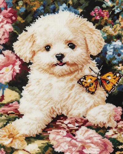N.LANSHAN Diy-Teppich Knüpfstern Knüpfkissen-Set Mit Bichon Frise-Tiermotiv,Hund Und Blumen,Diy-Set Zur Teppichherstellung,Kreuzstich-Set,Handarbeit Für Anfänger,Heimdekoration 60x90cm N.LANSHAN Diy-Teppich Knüpfstern Knüpfkissen-Set Mit Bichon Frise-Tiermotiv,Hund Und Blumen,Diy-Set Zur Teppichherstellung,Kreuzstich-Set,Handarbeit Für Anfänger,Heimdekoration 60x90cm von N.LANSHAN