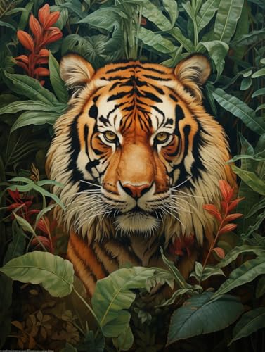 N.LANSHAN Diy-Teppich Knüpfstern Tiger Tierporträt Diy-Knüpfteppich-Set，Teppichherstellungssets，Kreuzstich-Stickerei-Sets，Handarbeiten 90x120cm von N.LANSHAN