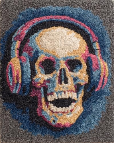 N.LANSHAN Diy Teppich Set Fantasy Musik Totenkopf Knüpfteppich-Sets Für Anfänger,Diy-Handarbeit,Häkelteppich-Set,Heimdekoration 60x90cm N.LANSHAN Diy Teppich Set Fantasy Musik Totenkopf Knüpfteppich-Sets Für Anfänger,Diy-Handarbeit,Häkelteppich-Set,Heimdekoration 60x90cm von N.LANSHAN