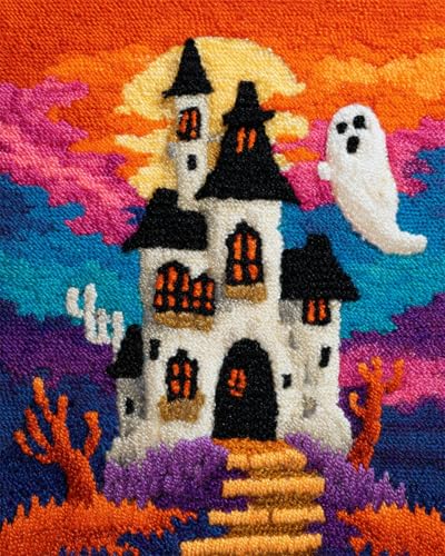 N.LANSHAN Diy Teppich Set Halloween-Schloss Knüpfteppich-Set Für Anfänger,Stickset,3D-Bastelsets,Dekoration 52x38cm N.LANSHAN Diy Teppich Set Halloween-Schloss Knüpfteppich-Set Für Anfänger,Stickset,3D-Bastelsets,Dekoration 52x38cm von N.LANSHAN