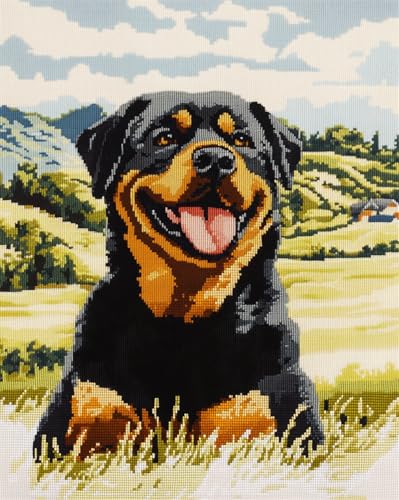 N.LANSHAN Hund Tier Diy Knüpfstern Set Rottweiler-Porträt Diy-Teppichbasteln Mit Farbig Bedruckter Leinwand,Häkel- Und Stickset,Heimdeko 80x115cm N.LANSHAN Hund Tier Diy Knüpfstern Set Rottweiler-Porträt Diy-Teppichbasteln Mit Farbig Bedruckter Leinwand,Häkel- Und Stickset,Heimdeko 80x115cm von N.LANSHAN