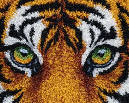 N.LANSHAN Tier Diy-Teppich Knüpfstern Tigerauge Knüpfpackungen Für Teppiche Mit Bunten Mustern，Stick- Und Nähset 55x75cm von N.LANSHAN