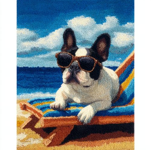 N.LANSHAN Tier Diy Teppich Set Bulldogge Auf Strandkorb Diy-Teppich-Set,Kreuzstich-Sets,Handarbeit Für Anfänger,Heimdekoration 90x120cm N.LANSHAN Tier Diy Teppich Set Bulldogge Auf Strandkorb Diy-Teppich-Set,Kreuzstich-Sets,Handarbeit Für Anfänger,Heimdekoration 90x120cm von N.LANSHAN