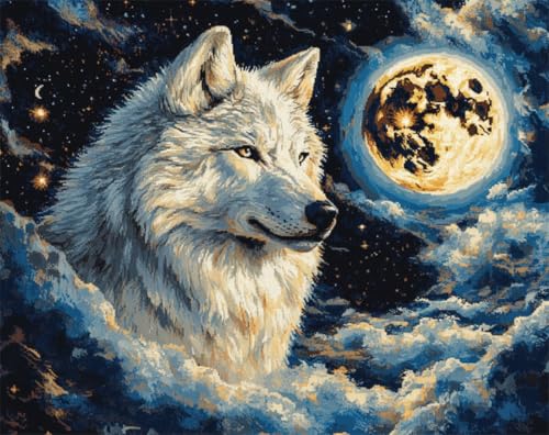 N.LANSHAN Tier Diy Teppich Set Wolf Und Mond Knüpfteppich-Set Für Erwachsene Und Kinder,Kreuzstich-Sets,Teppich,Wandteppich,Handarbeit 100x140cm N.LANSHAN Tier Diy Teppich Set Wolf Und Mond Knüpfteppich-Set Für Erwachsene Und Kinder,Kreuzstich-Sets,Teppich,Wandteppich,Handarbeit 100x140cm von N.LANSHAN