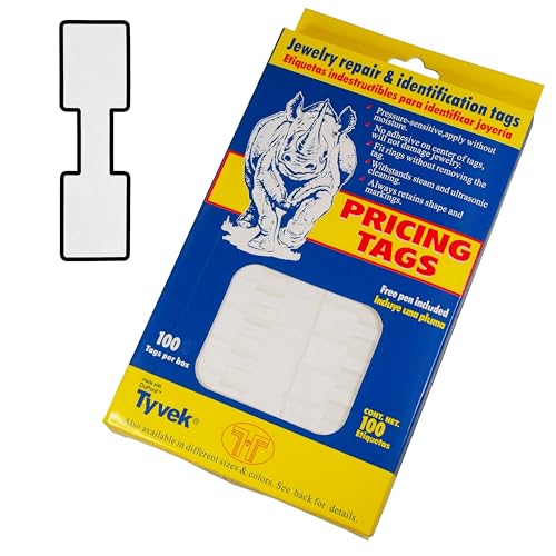 N icePackaging – 100 Stück – Tyvek weiße Barbell-Schmuck-Preisschilder (rechteckig, weiß) von N