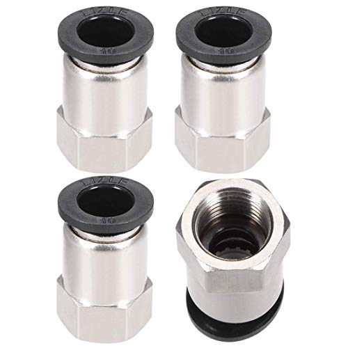 Push to Connect Tube Fitting Adapter, 10 mm, Rohr, OD x G1/4", weiblich, Reifen, Verbindung, für Pfeife, silberfarben, 4 Stück von NA