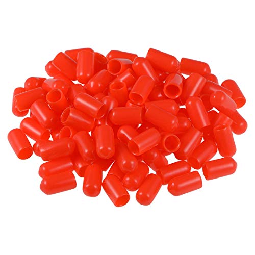 Schutzschrauben, 0,35 cm (1/4 Zoll), ID aus Gummi, Endstück, rund, Deckel mit Kappe, rot, flexibel, Rohrstöpsel, Spitze, 100 Stück von NA