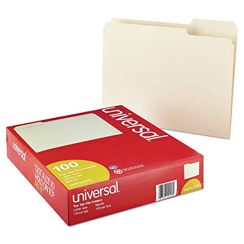 Universal 12113 Schnellhefter 1/3 Zuschnitt sortiert, einlagige Oberlasche, Brief, Manila (100 Stück) von NA