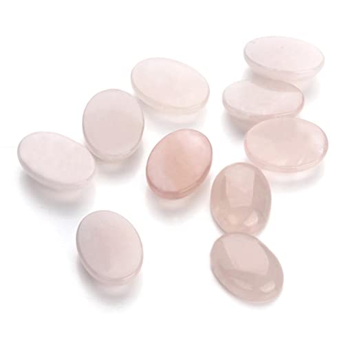 5/10 Teile/Pack Cabochon Naturstein Oval Achat Lapis Tigerauge Lose Perlen Flache Rückseite Cameo Cabochon Abstandshalter für die Herstellung-Rosa Holm, 10 x 14 mm, 10 Stück von NAABHIKA