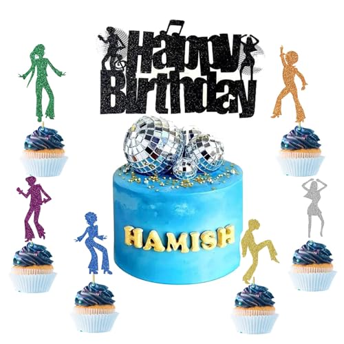 13Pcs 70's Disco Dancing Cupcake Topper 70's party Cake Decorations Disco Cupcake Picks for Disco Ball Music Theme Birthday Party Wedding Party Decorations(multicolour) von NACGUO