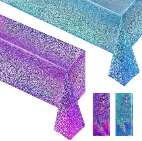 Blue & Purple Holographic Laser Tablecloth 54" x 108" Disposable Frozen Mermaid Birthday Party Table Cloth Plastic Foil Table Cover For Under The Sea Ocean Winter Wedding Anniversary Party Supplies Blue & Purple Holographic Laser Tablecloth 54" x 108" Disposable Frozen Mermaid Birthday Party Table Cloth Plastic Foil Table Cover For Under The Sea Ocean Winter Wedding Anniversary Party Supplies von NACGUO