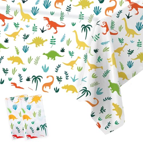 NACGUO 2Pcs Dinosaur Plastic Tablecloth Dinosaur Party Table Cover 54 x 108 Inch Disposable Waterproof Dino Print Table Cloth for Birthday Party Supplies Picnic von NACGUO